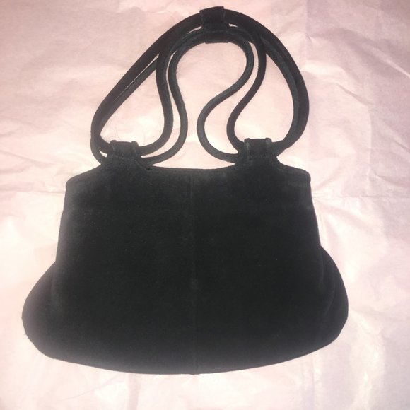 Sold Vintage Indeed Sm Black Suede Embellished Bag - Picture 2 of 5